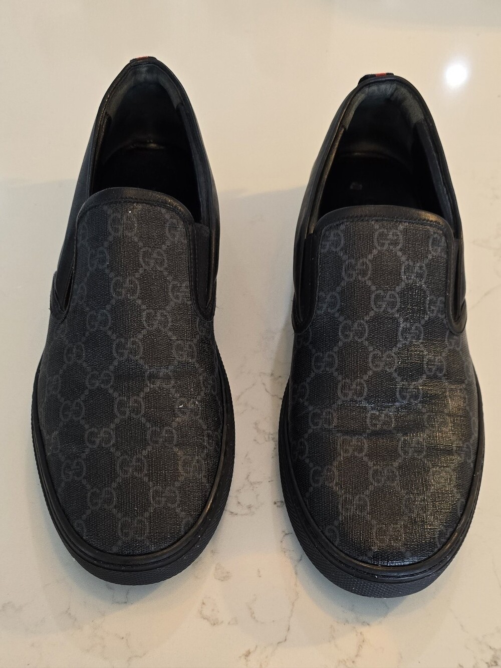 Gucci Black GG Supreme Slip-On Loafers 12